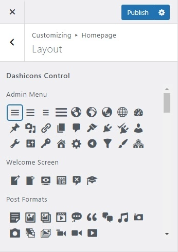 Handy Customizer Dashicons Control