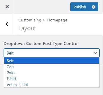 Handy Customizer Dropdown Custom Post Type Control