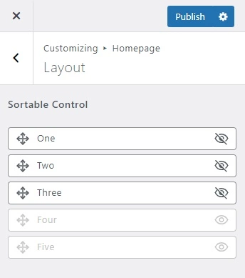 Handy Customizer Sortable Control